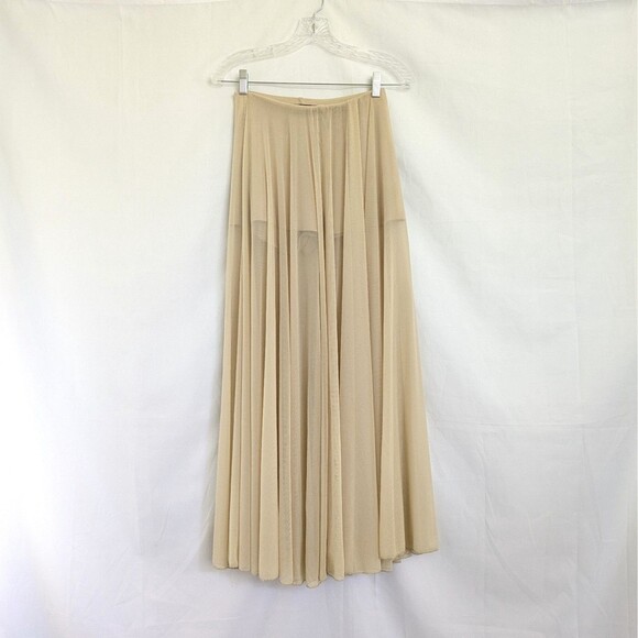 Akira Mesh Skirt Overlay Shorts Size S Tan Nude Ballet Dance Boho Black Label - Picture 3 of 15